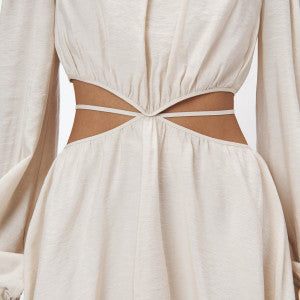 SIMKHAI Shireen Engineered Lace Stitch Mini Dress Champagne