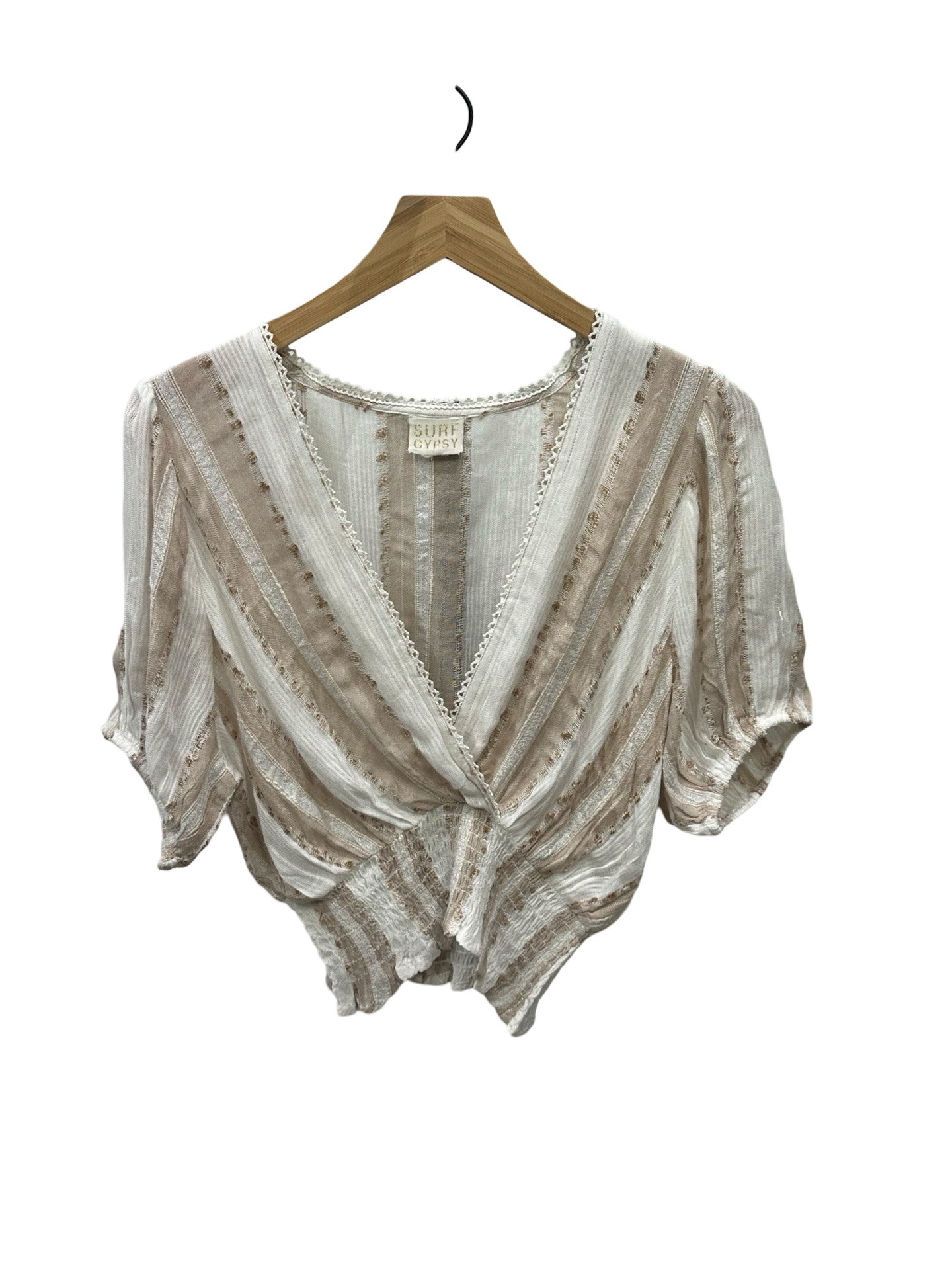 Surf Gypsy Striped Crop Top Natural Lurex