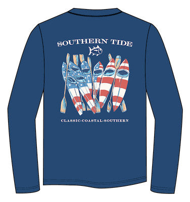 Southern Tide Americana Kayaks Performance Tee LS Nautical Blue