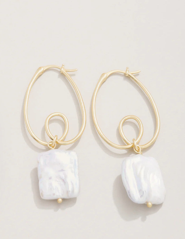 Spartina Loopy Hoop Earrings Pearl Gold