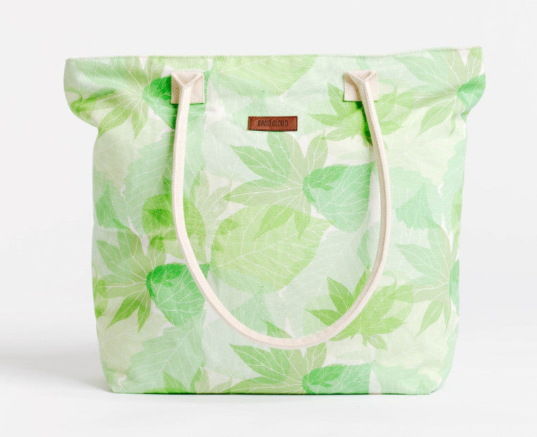 Sand Cloud Leaves Beach Tote Green