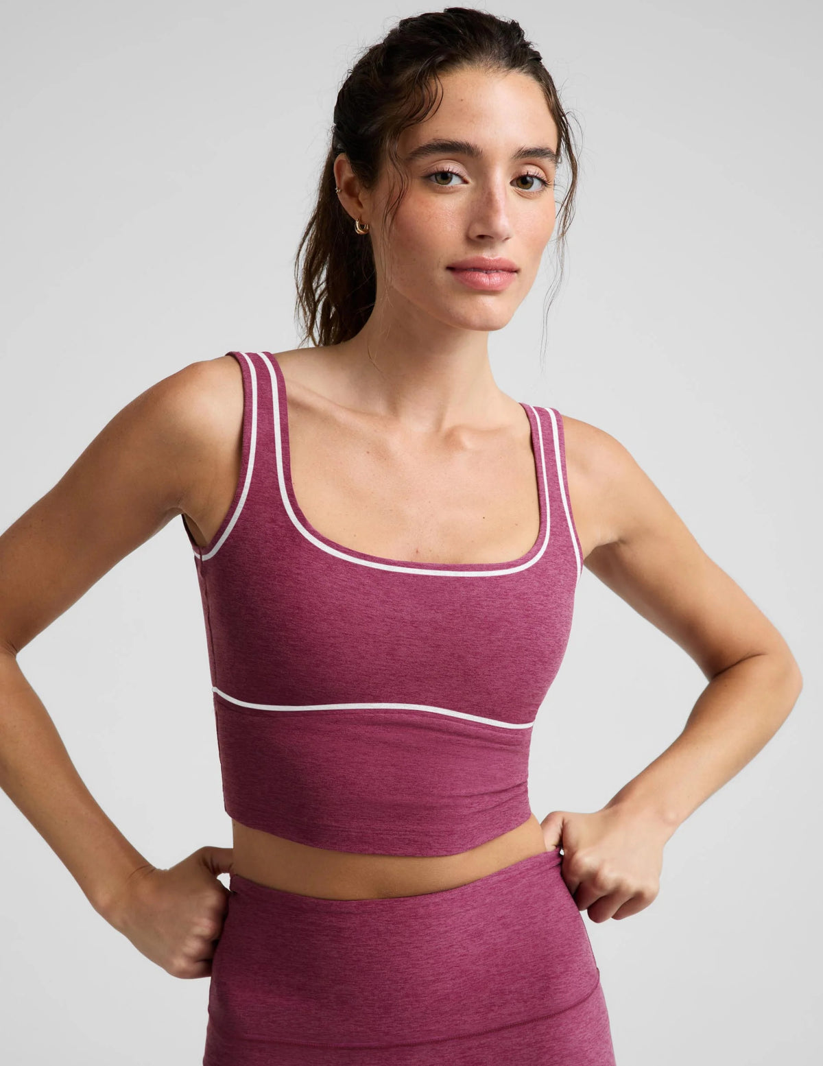 Beyond Yoga Spacedye Dynamic Cropped Tank Pomegranate Heather