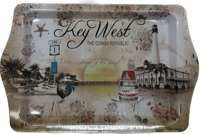 Lighthouse Sunset & Sloppy's Key West 10"x6" Tin Tray