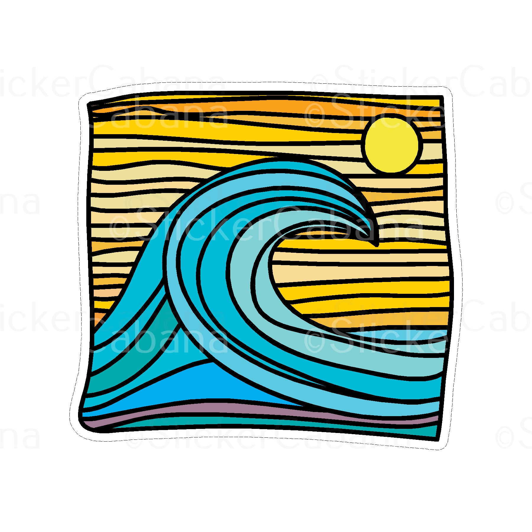 Sticker Cabana Wave W/Lines Small Sticker