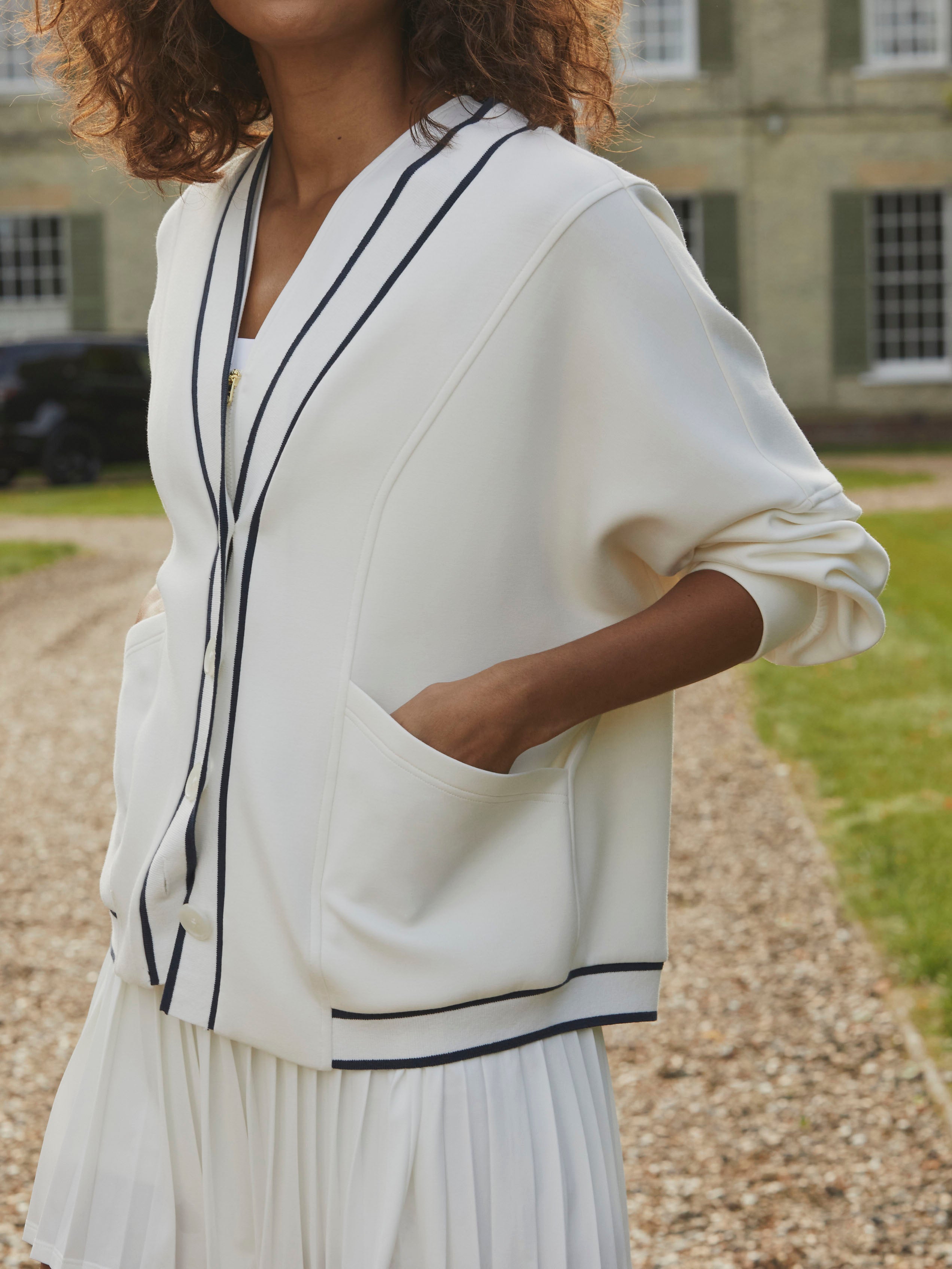 VARLEY Decker Off Court Cardigan White