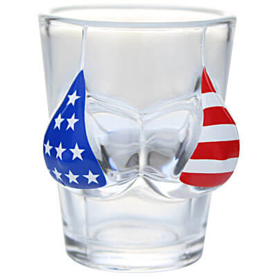 USA Flag Bikini Bust Shot Glass
