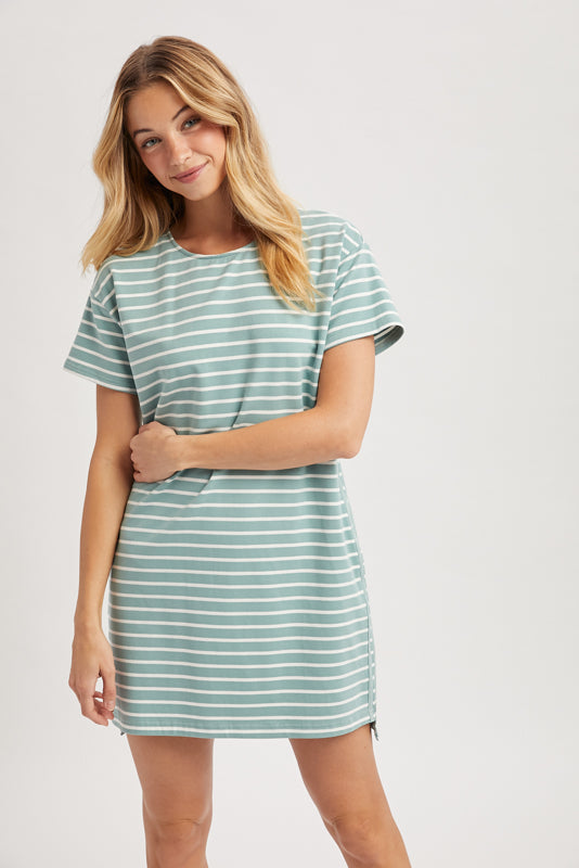 Shaddow and Fish Loraine Striped T-Shirt Mini Dress