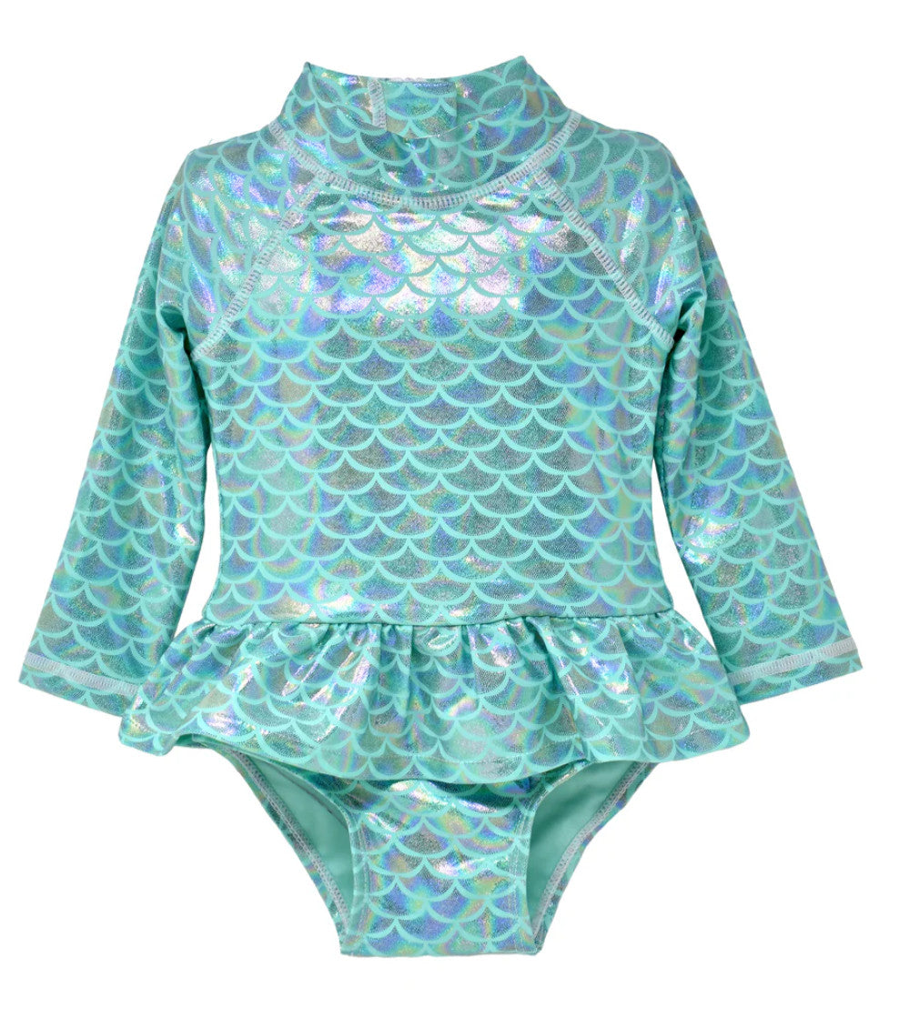 Flap Happy Alissa Infant Ruffle Rash Guard Swimsuit Fairy Tale Scales