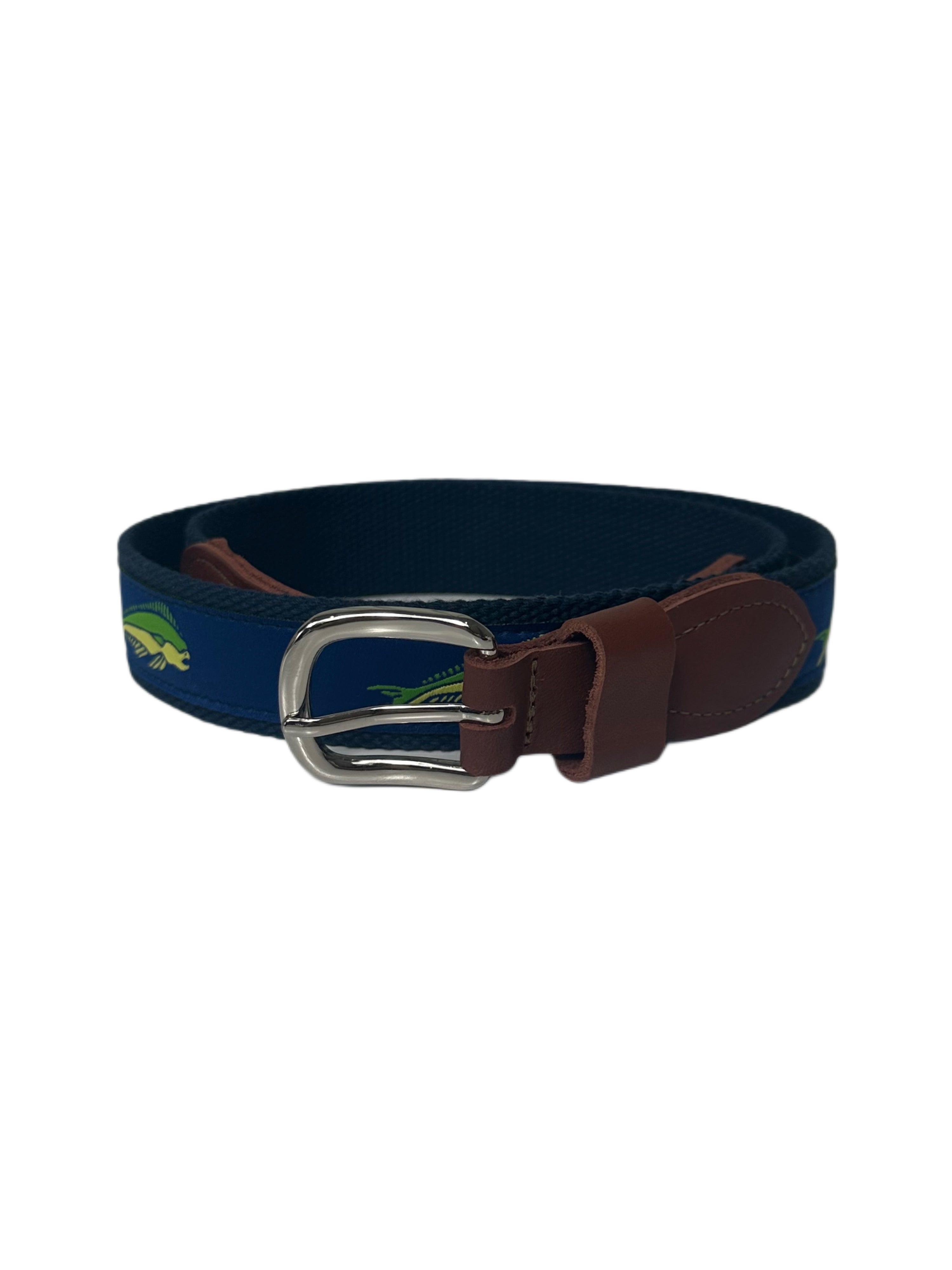 Leather Man Beach Collection Mahi Dolphin Cotton Web Belt