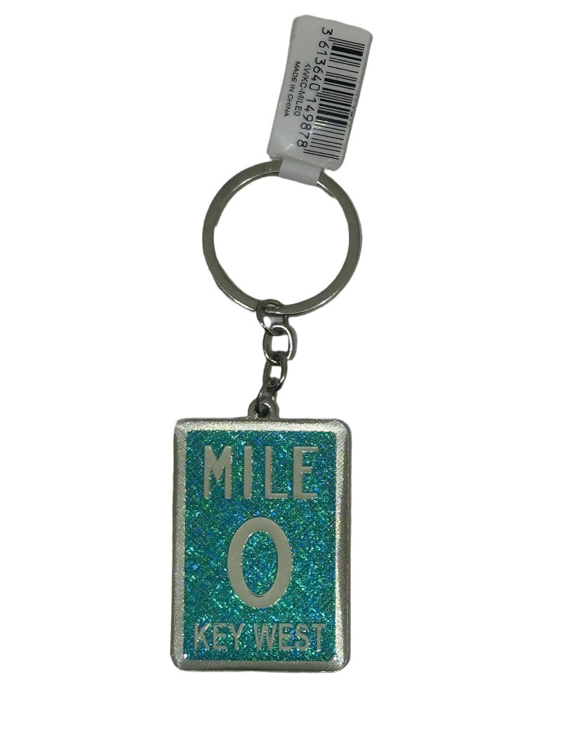 Mile 0 Key West Glitter Metal Keychain