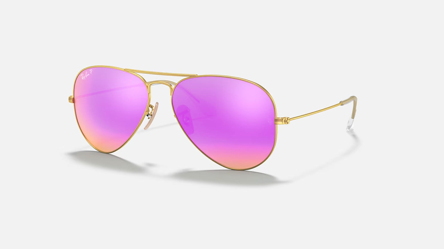 Ray Ban Aviator Large Metal Arista Matte Frame w/ Brown Mirror Fuscia Lens Sunglasses Polarized