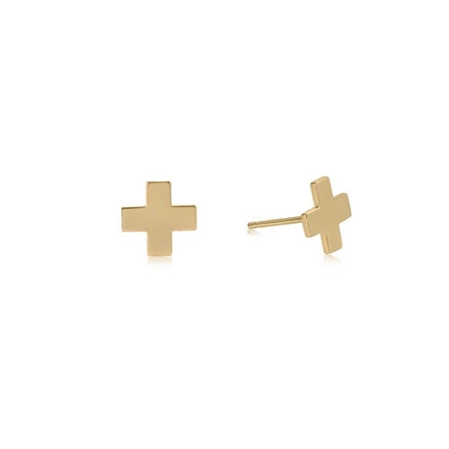 ENewton Gold Signature Cross Stud Earrings
