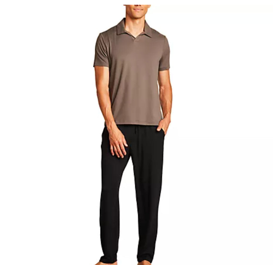 Barefoot Dreams Men's Butterchic Lite Polo Olive Branch