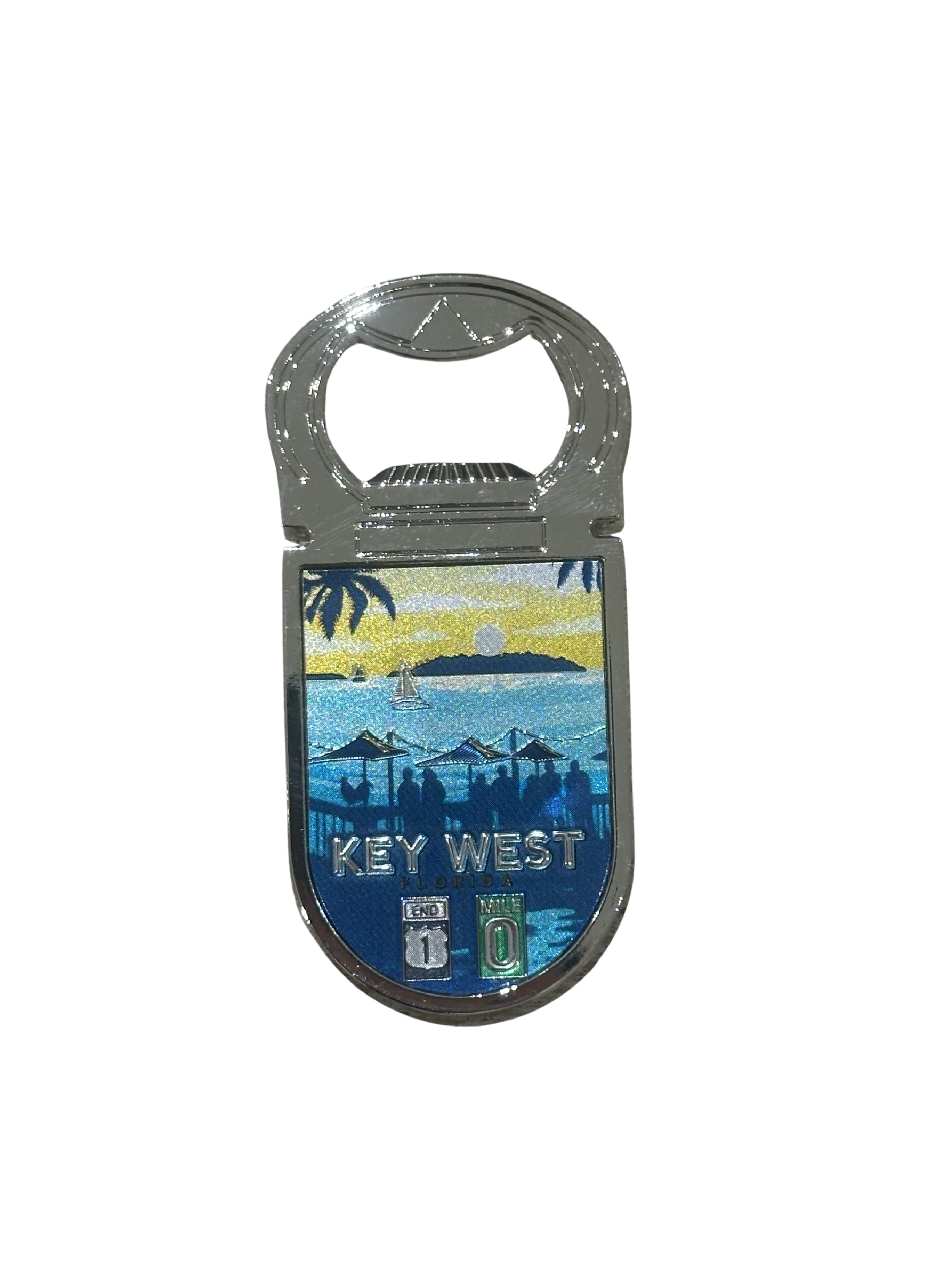 Key West Sunset Harbor Mile Marker 0 Bottle Opener Magnet