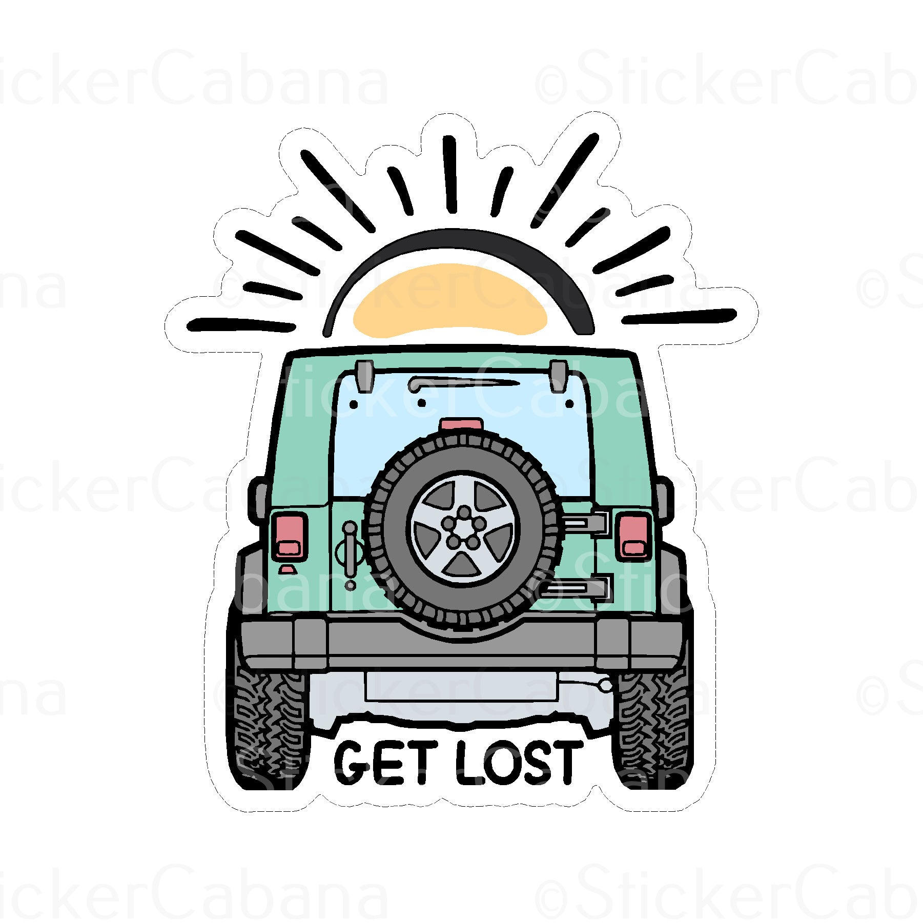 Sticker Cabana Get Lost Teal Jeep Sticker