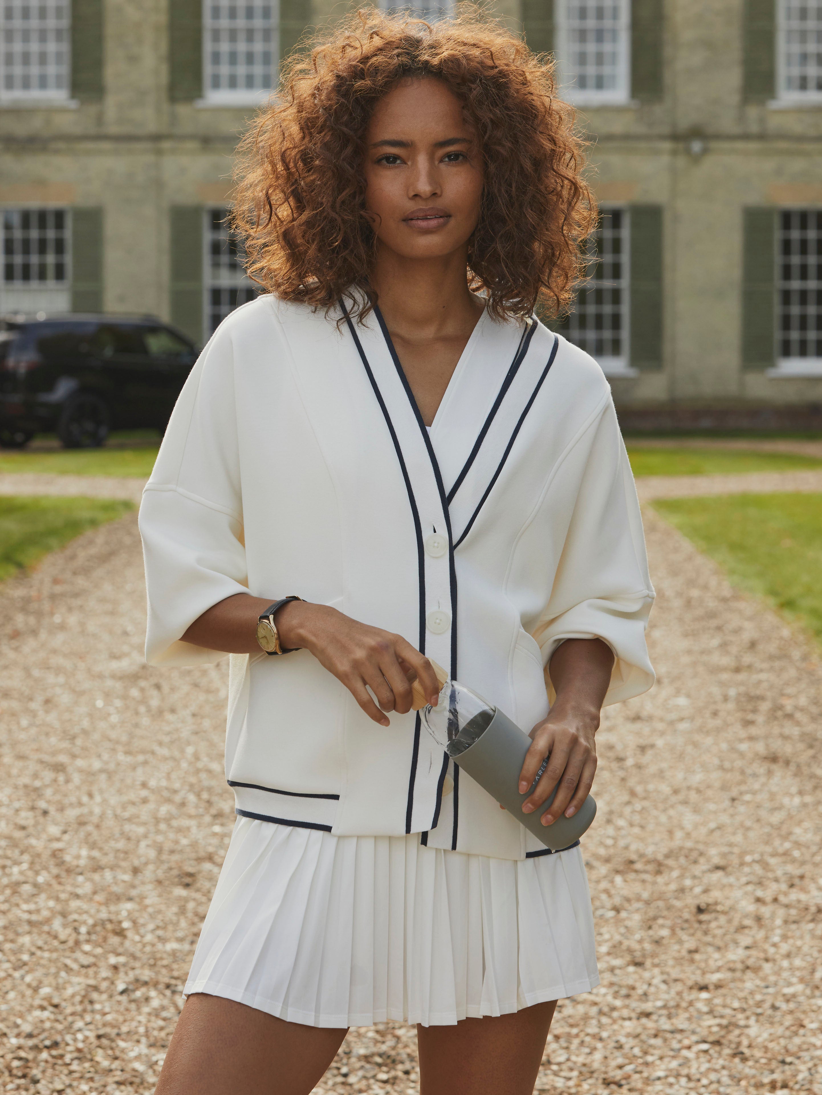 VARLEY Decker Off Court Cardigan White