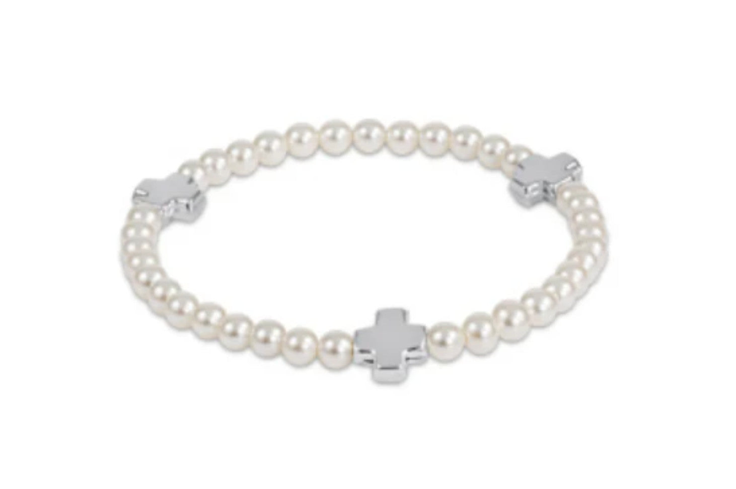 Enewton Signature Cross Pearl Pattern 4mm Bead Bracelet Sterling SIlver