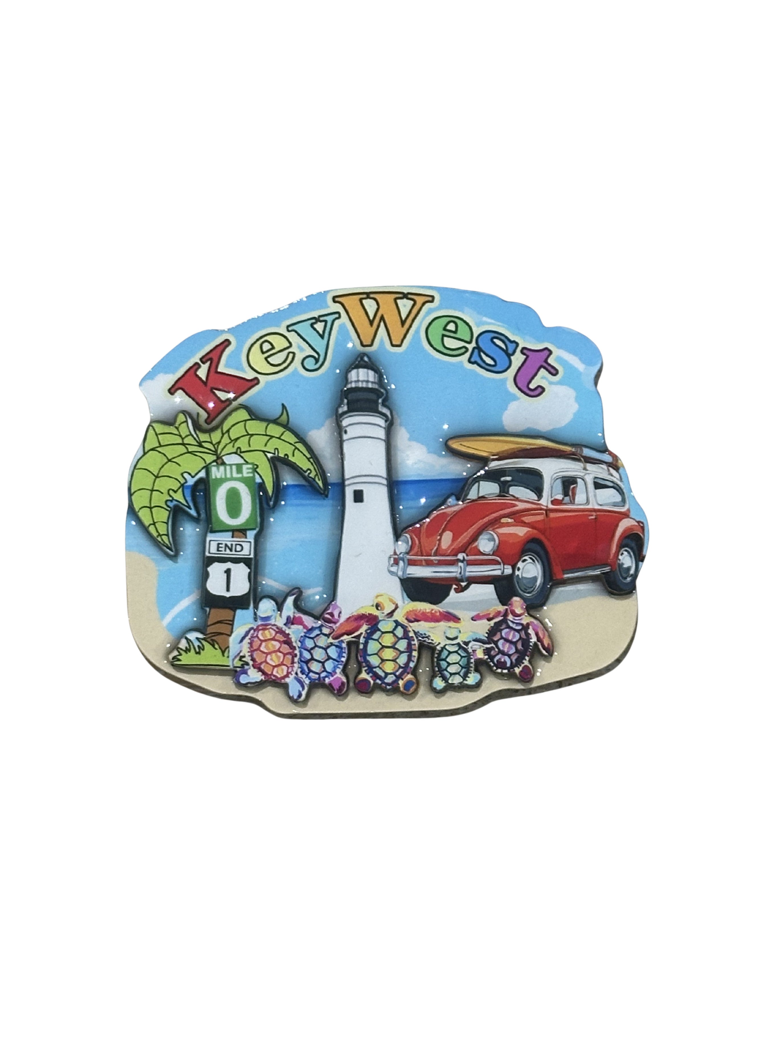 Key West Lighthouse & Surf Wagon Beach Magnet