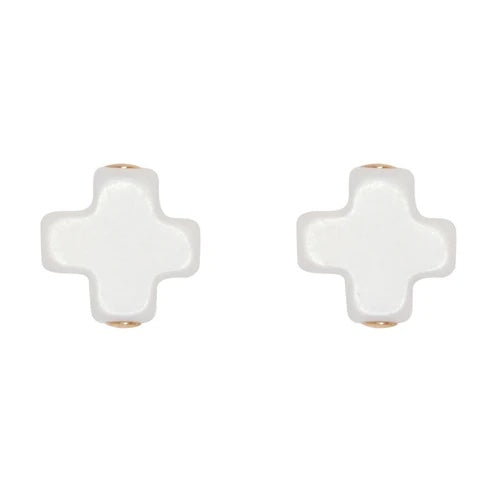 ENewton Off White Signature Cross Stud Earrings
