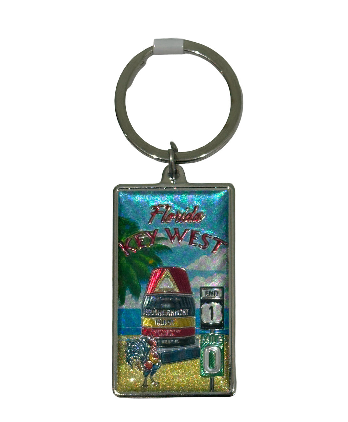 Key West Beach Icons Metal Key Chain