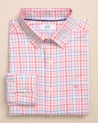 Southern Tide Coastal Breeze Master Plaid Sportshirt LS Orchid Pink