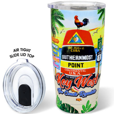 Key West Scene Stainless Tumbler 17 Oz.