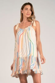 Elan Anne Tie Dress Multi Santa Barbara Print