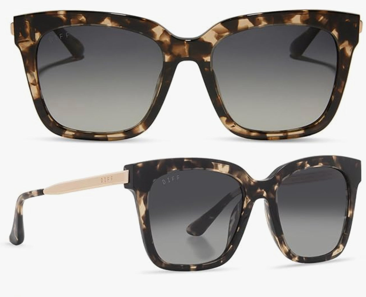 Diff Bella Espresso Tortoise Frame w/Grey Gradient Lens Sunglasses Polarized