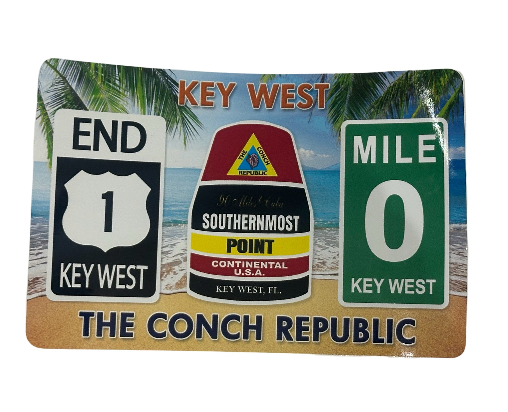 Key West Three Icons Beach Scene Large Sticker