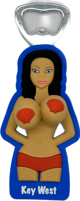 Novelty Seashell Bobble Babe Bottle Opener & Magnet Red