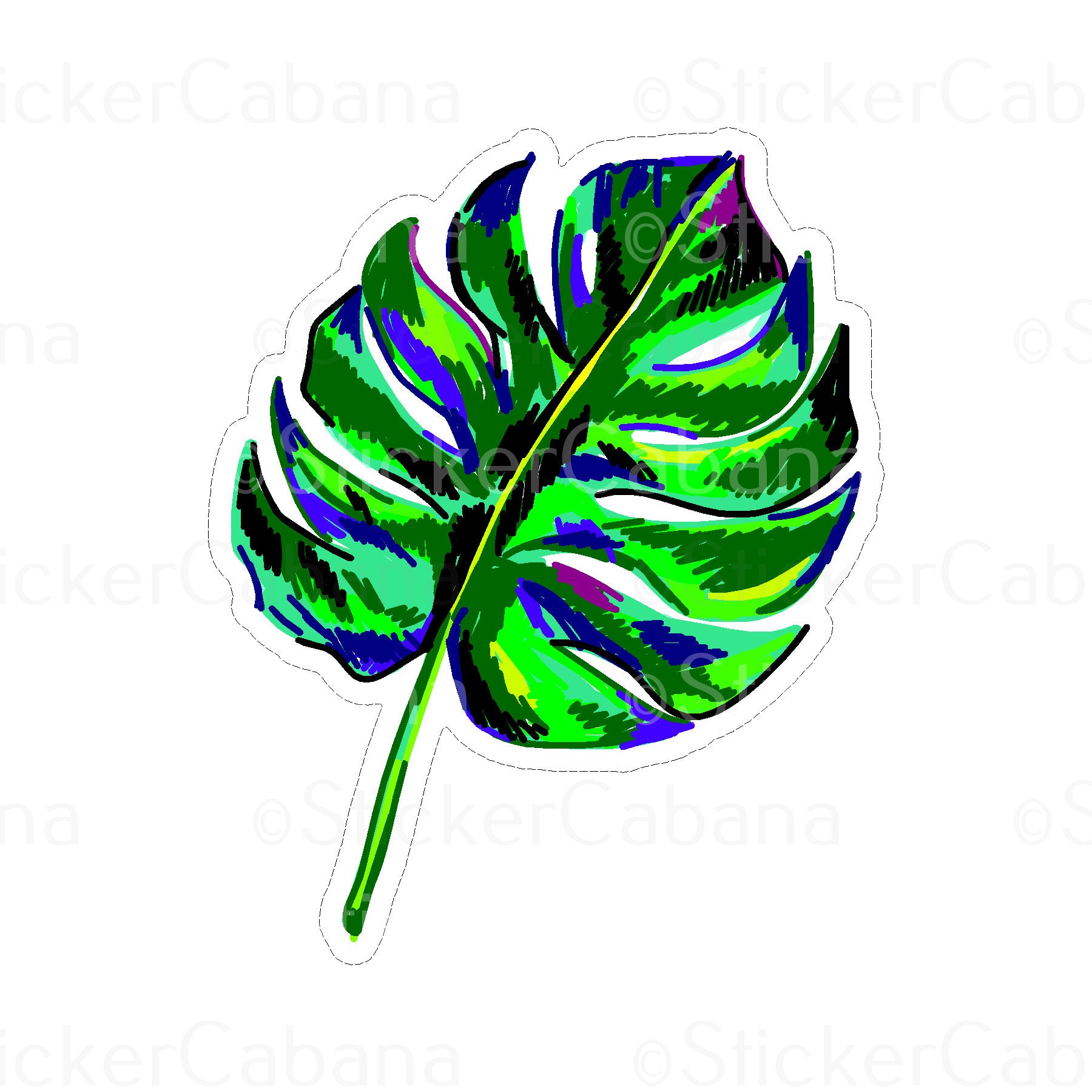 Sticker Cabana Bright Green leaf Small Sticker