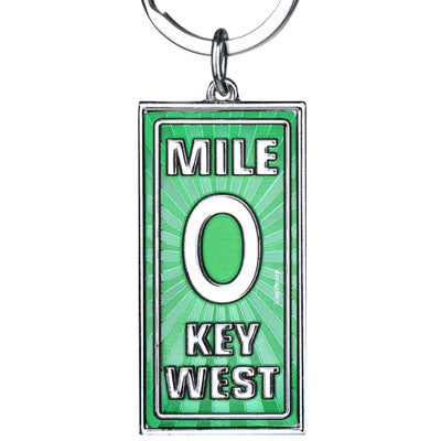 Key West Mile 0 Foil Rectangle Keychain