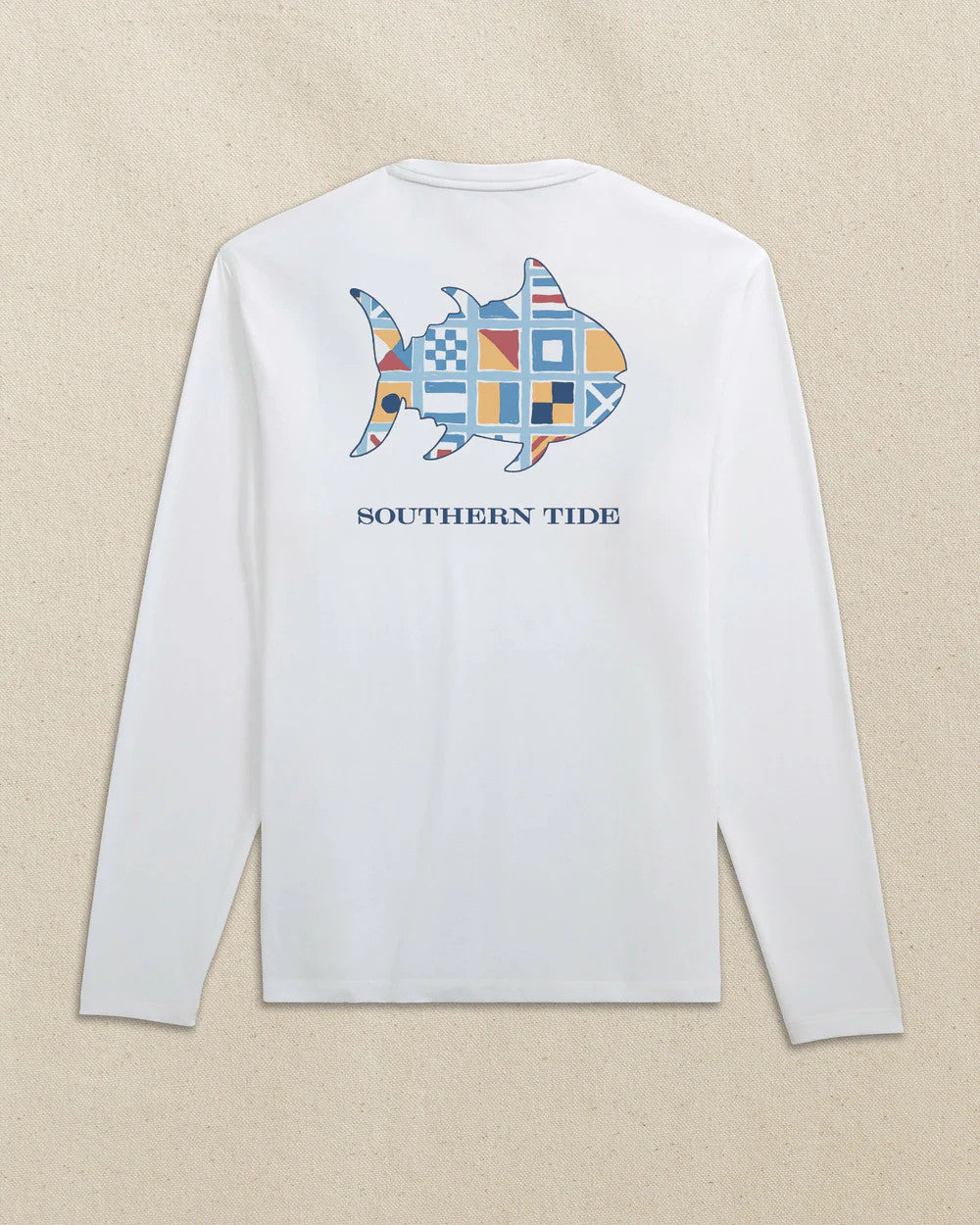 Southern Tide SJ Nautical Flag Perf Tee LS Classic White