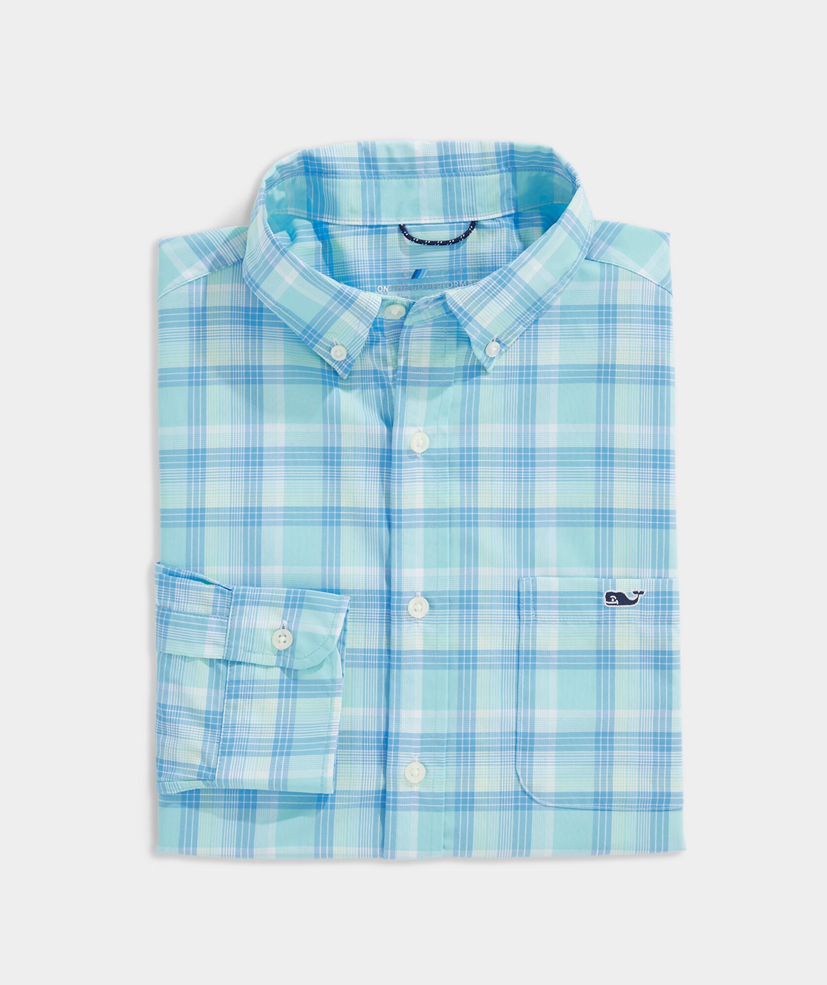 Vineyard Vines Classic Fit Plaid OTG Nylon Shirt LS Island Paradise