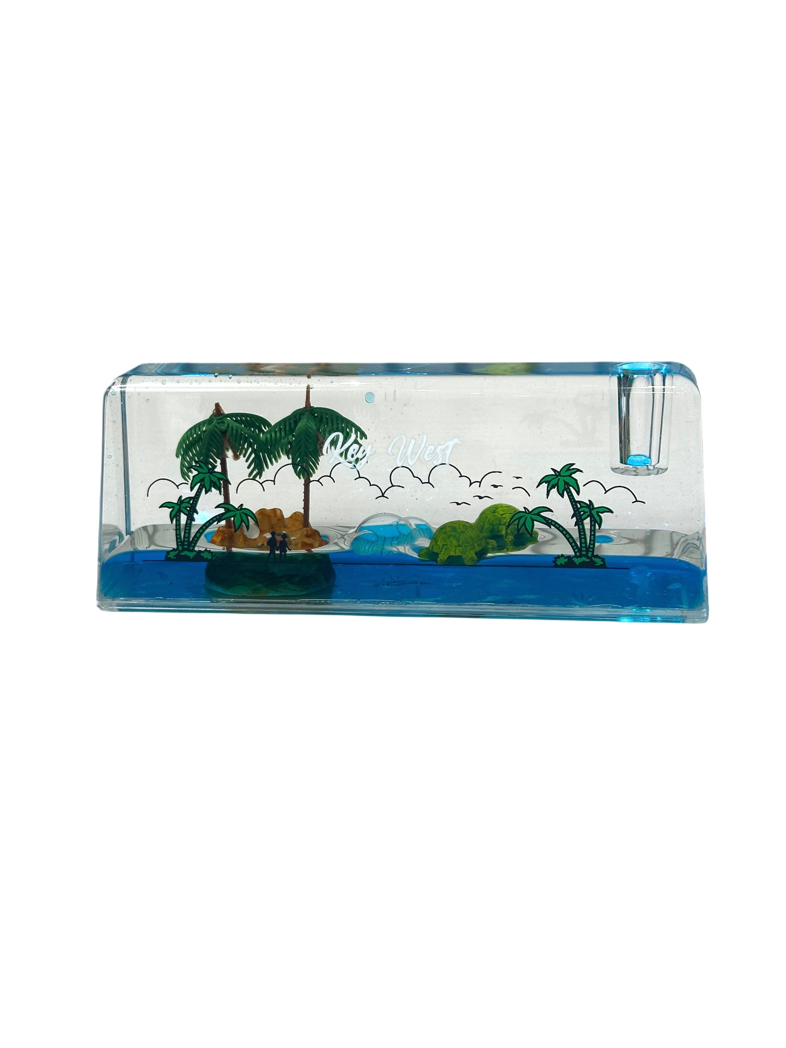 Rectangle Beach Scene Key West Dolphin Floating Paperweight