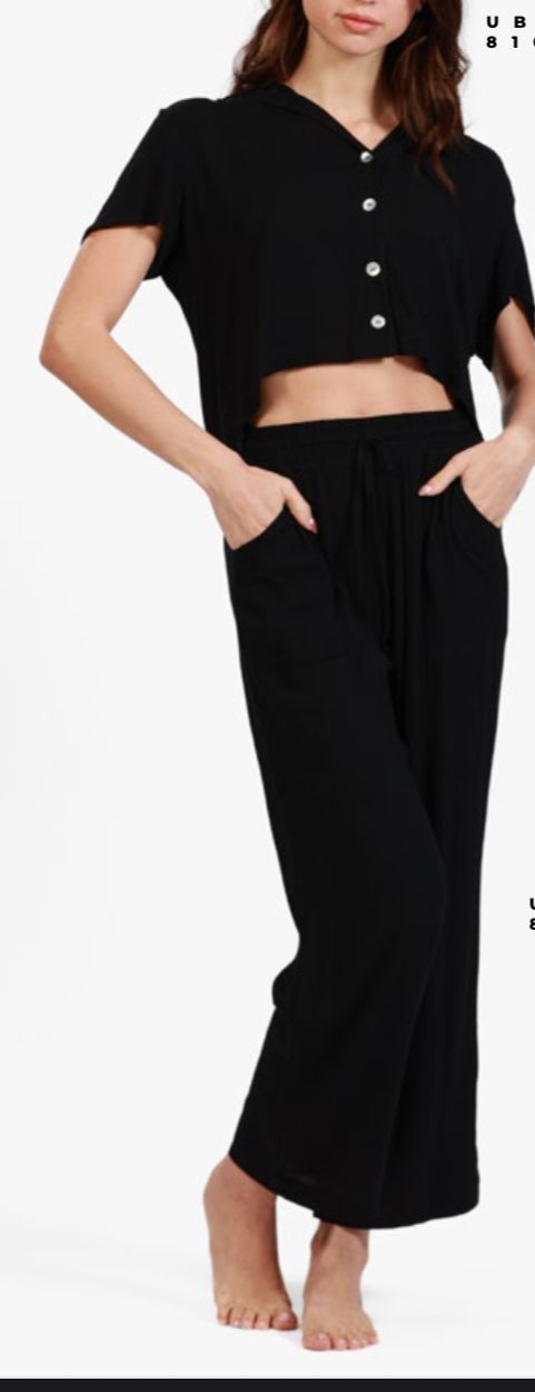 Salty Weekend Amy Wide Leg Pants Black