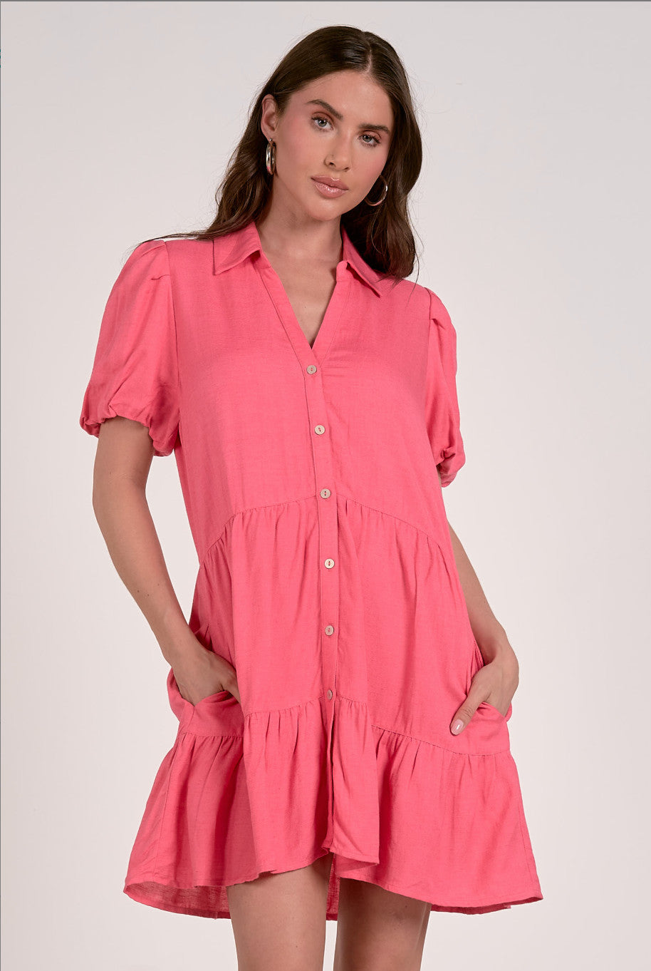 Elan Lyra Shirt Dress Pink