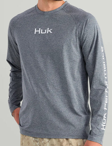HUK Airweight Tech LS Crew Shirt Stormy Blue Heather