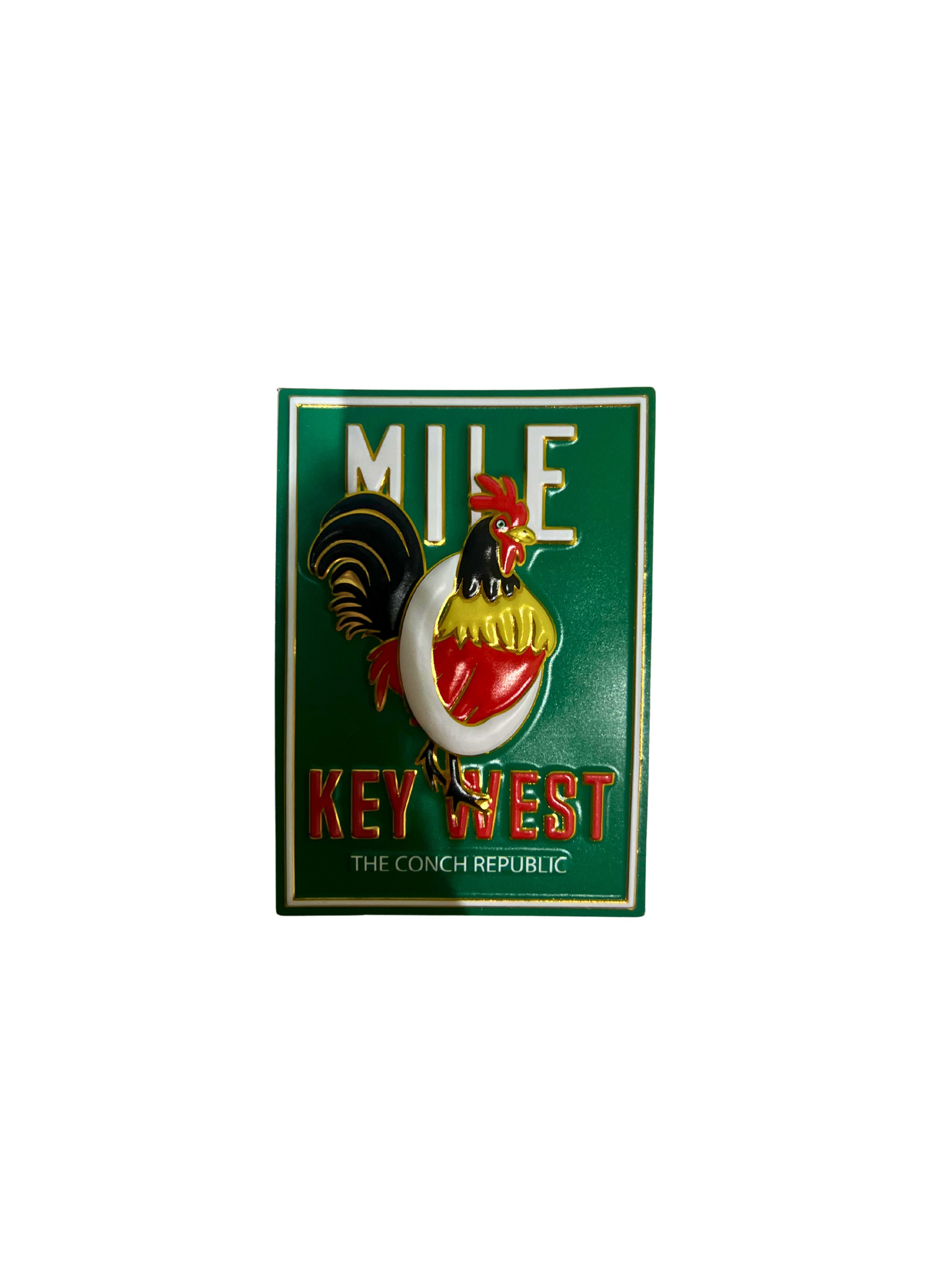 Rooster Wearing Mile 0 Key West Magnet