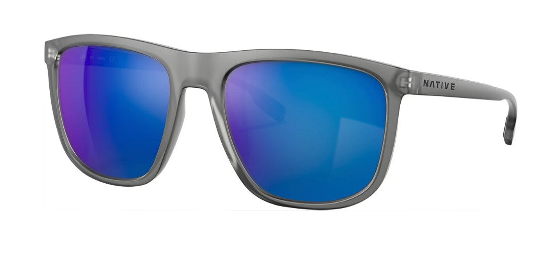 Native Eyewear Messa Matte Smoke Crystal Frame w/ Blue Reflex Lens Sunglasses Polarized