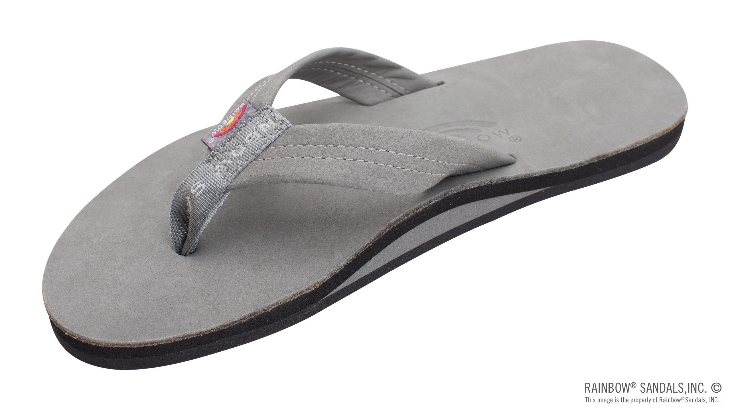 Rainbow Sandals Mens Single Layer Premier Leather with Arch Support Cool Grey
