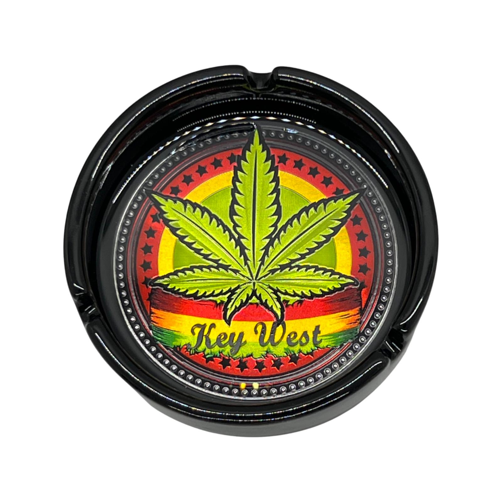 Foil Pot Leaf Key West Ceramic Ashtray