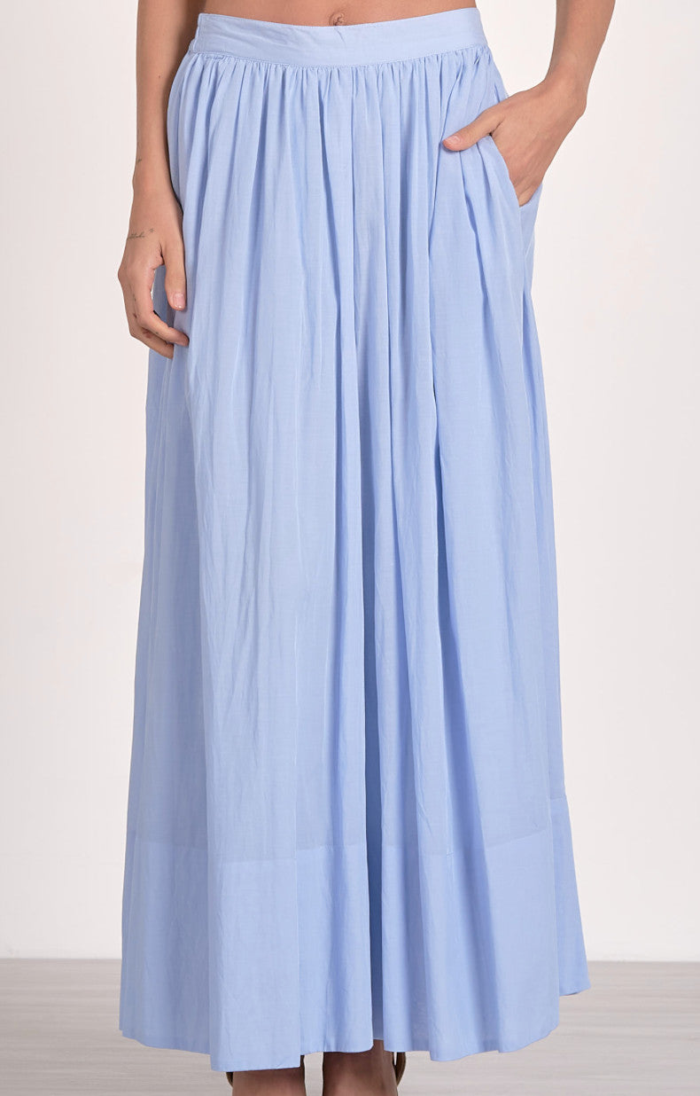 Elan Clara Elastic Midi Skirt Light Blue