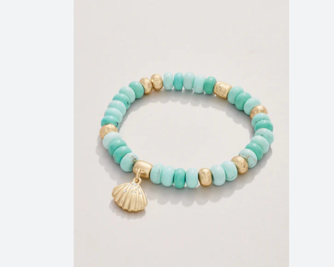 Spartina Charmed Shell Stretch Bracelet Turquoise