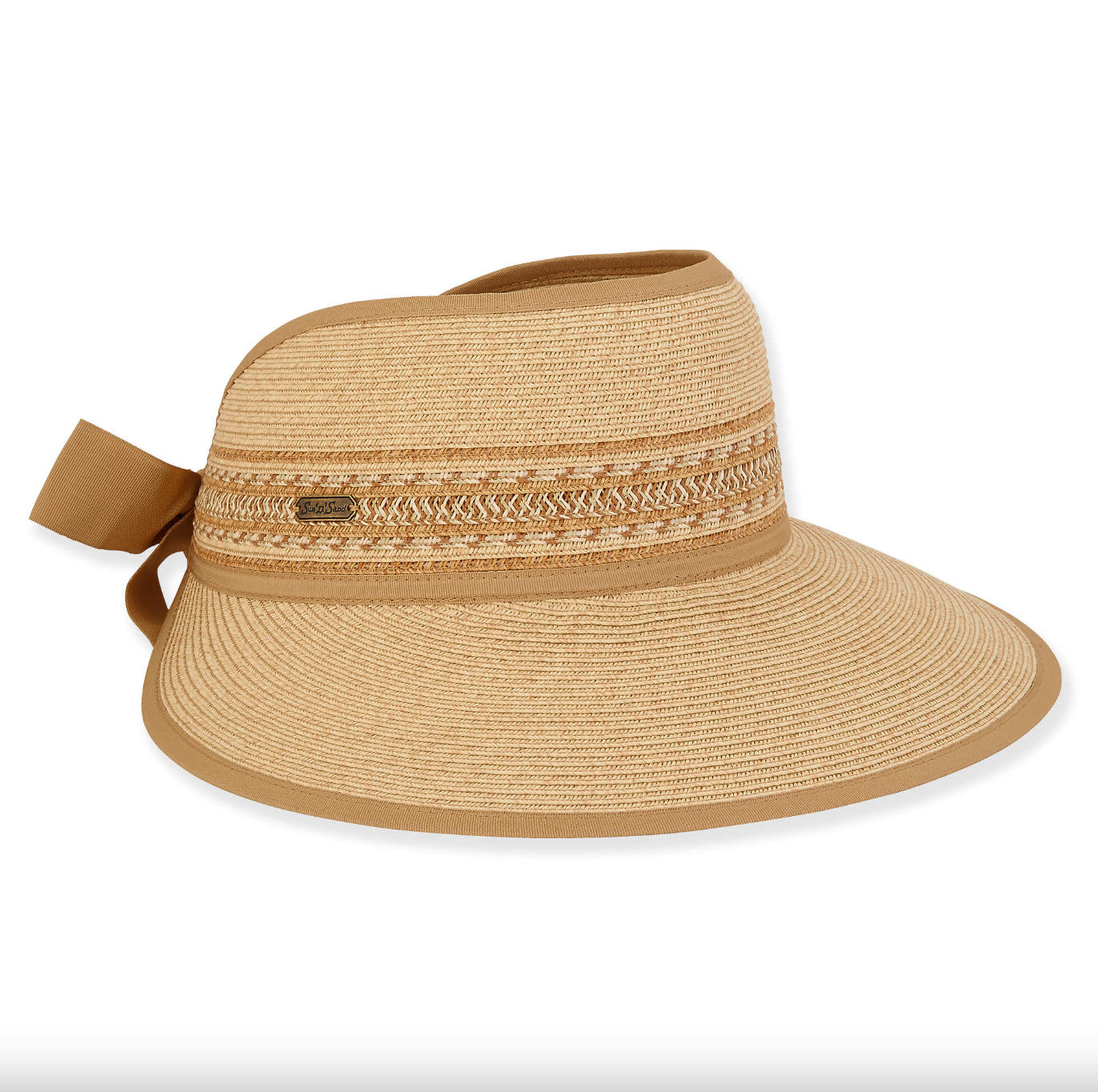 Sun 'N' Sand Mary Straw Bow 4" Brim Visor
