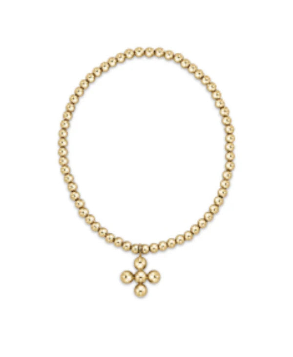 Enewton Classic 3mm Bead Signature Cross Charm 4mm Bracelet Gold