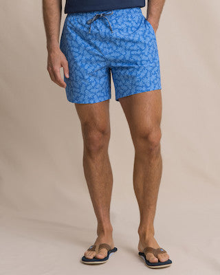 Southern Tide Pineapple Parade Swim Trunk Blue Stream