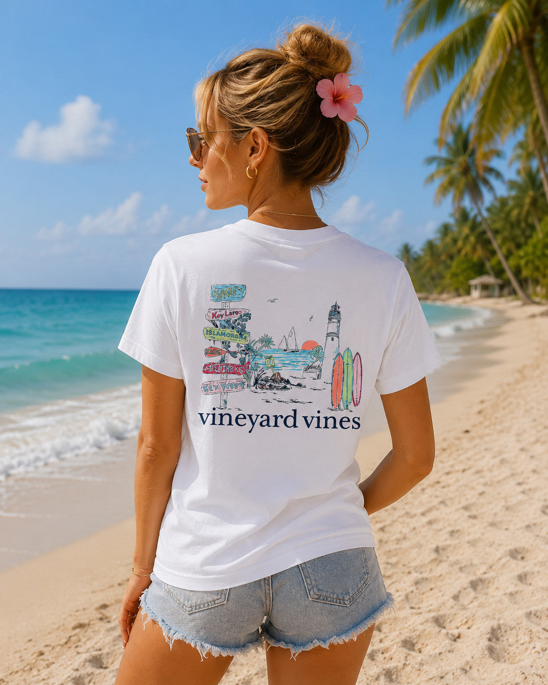 Vineyard Vines Key West Toile Direction Scenic Short-Sleeve Pocket Tee White Cap
