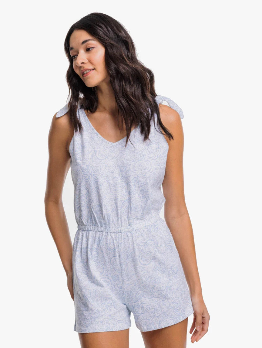 Southern Tide Tillie Sun Farer Forever Floral Tie Shoulder Romper
