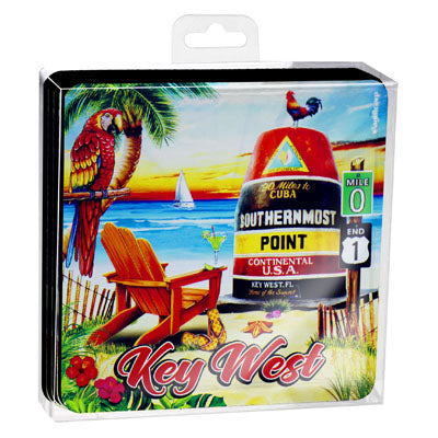Key West Scene Foil Paper 4" Coaster Set 4